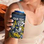 Personalised North Queensland Cowboys 4 in 1 Can Cooler Tumbler Polynesian Tribal Pattern With Rugby Bull Mascot Art