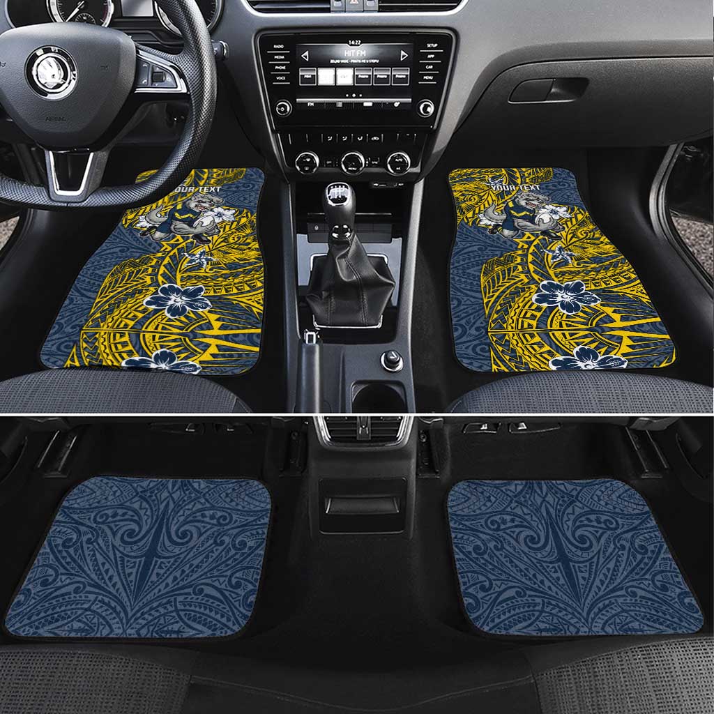 Personalised North Queensland Cowboys Car Mats Polynesian Tribal Pattern With Rugby Bull Mascot Art