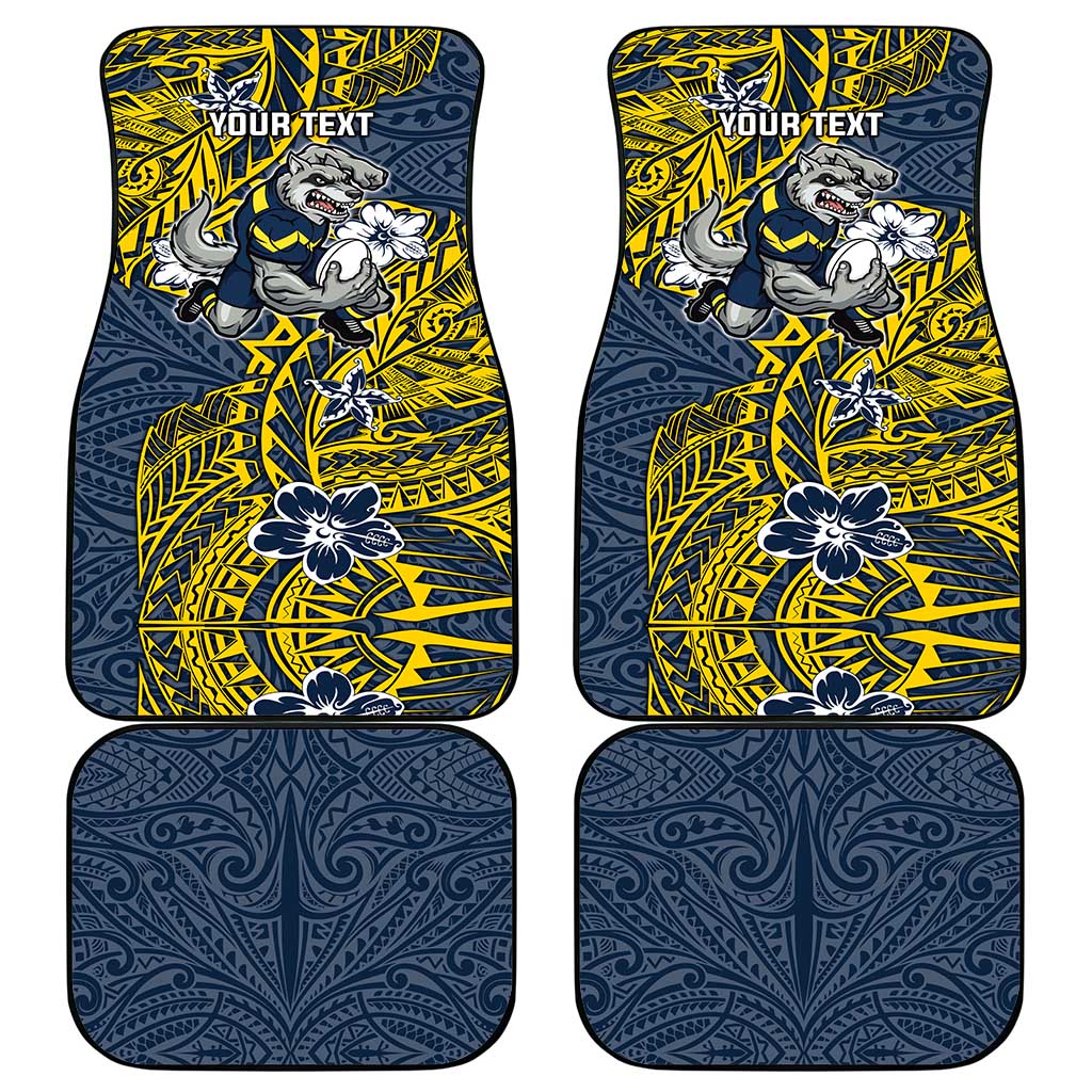 Personalised North Queensland Cowboys Car Mats Polynesian Tribal Pattern With Rugby Bull Mascot Art