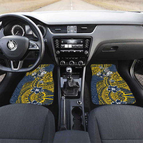 Personalised North Queensland Cowboys Car Mats Polynesian Tribal Pattern With Rugby Bull Mascot Art