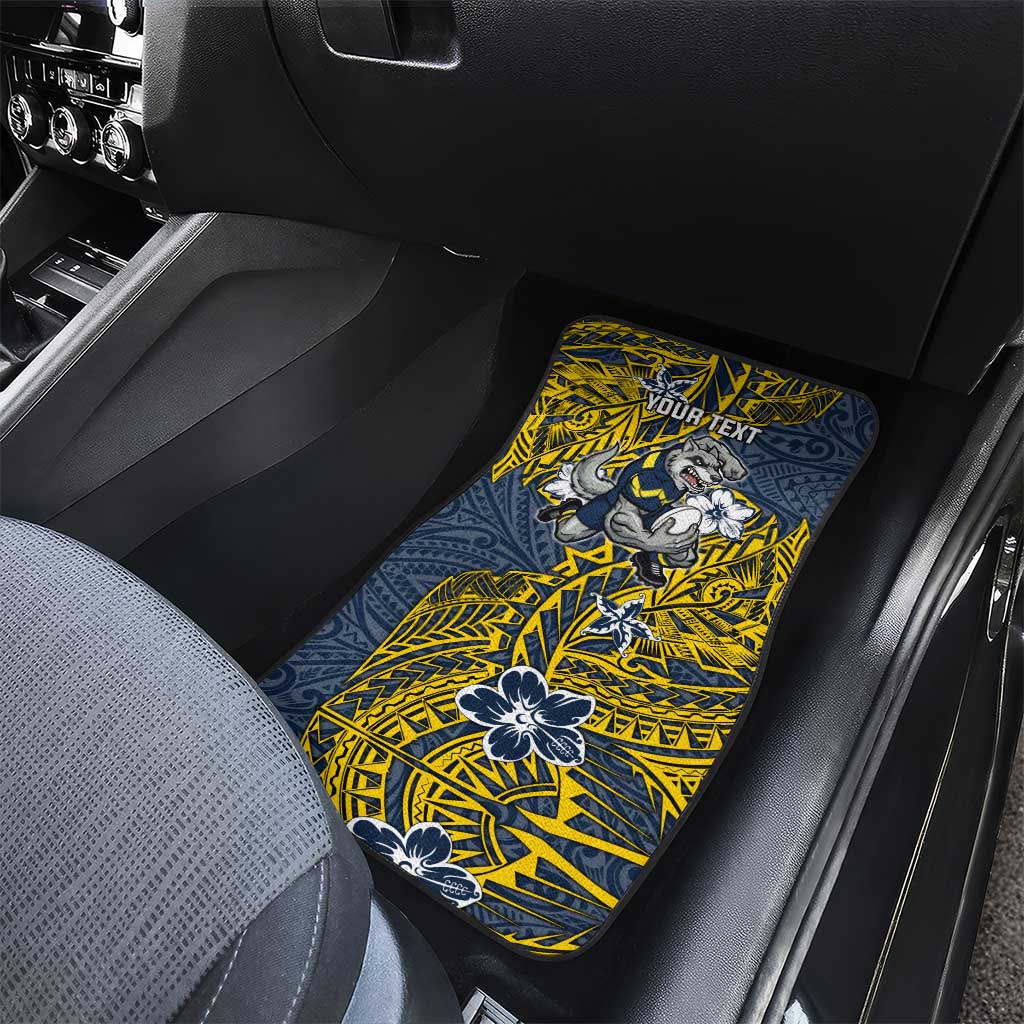 Personalised North Queensland Cowboys Car Mats Polynesian Tribal Pattern With Rugby Bull Mascot Art
