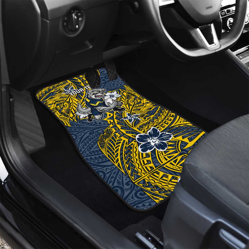 Personalised North Queensland Cowboys Car Mats Polynesian Tribal Pattern With Rugby Bull Mascot Art