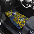 Personalised North Queensland Cowboys Car Mats Polynesian Tribal Pattern With Rugby Bull Mascot Art