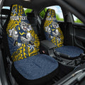 Personalised North Queensland Cowboys Car Seat Cover Polynesian Tribal Pattern With Rugby Bull Mascot Art