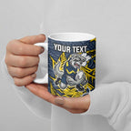 Personalised North Queensland Cowboys Ceramic Mug Polynesian Tribal Pattern With Rugby Bull Mascot Art