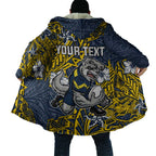 Personalised North Queensland Cowboys Cloak Polynesian Tribal Pattern With Rugby Bull Mascot Art
