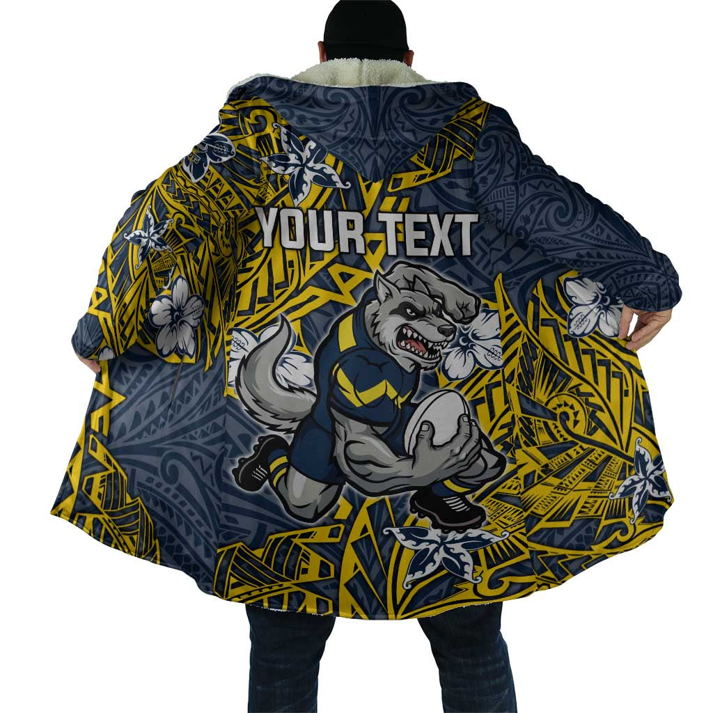 Personalised North Queensland Cowboys Cloak Polynesian Tribal Pattern With Rugby Bull Mascot Art