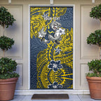 Personalised North Queensland Cowboys Door Cover Polynesian Tribal Pattern With Rugby Bull Mascot Art