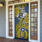 Personalised North Queensland Cowboys Door Cover Polynesian Tribal Pattern With Rugby Bull Mascot Art
