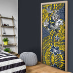 Personalised North Queensland Cowboys Door Cover Polynesian Tribal Pattern With Rugby Bull Mascot Art