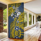 Personalised North Queensland Cowboys Door Cover Polynesian Tribal Pattern With Rugby Bull Mascot Art
