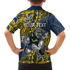 Personalised North Queensland Cowboys Family Matching Puletasi and Hawaiian Shirt Polynesian Tribal Pattern With Rugby Bull Mascot Art