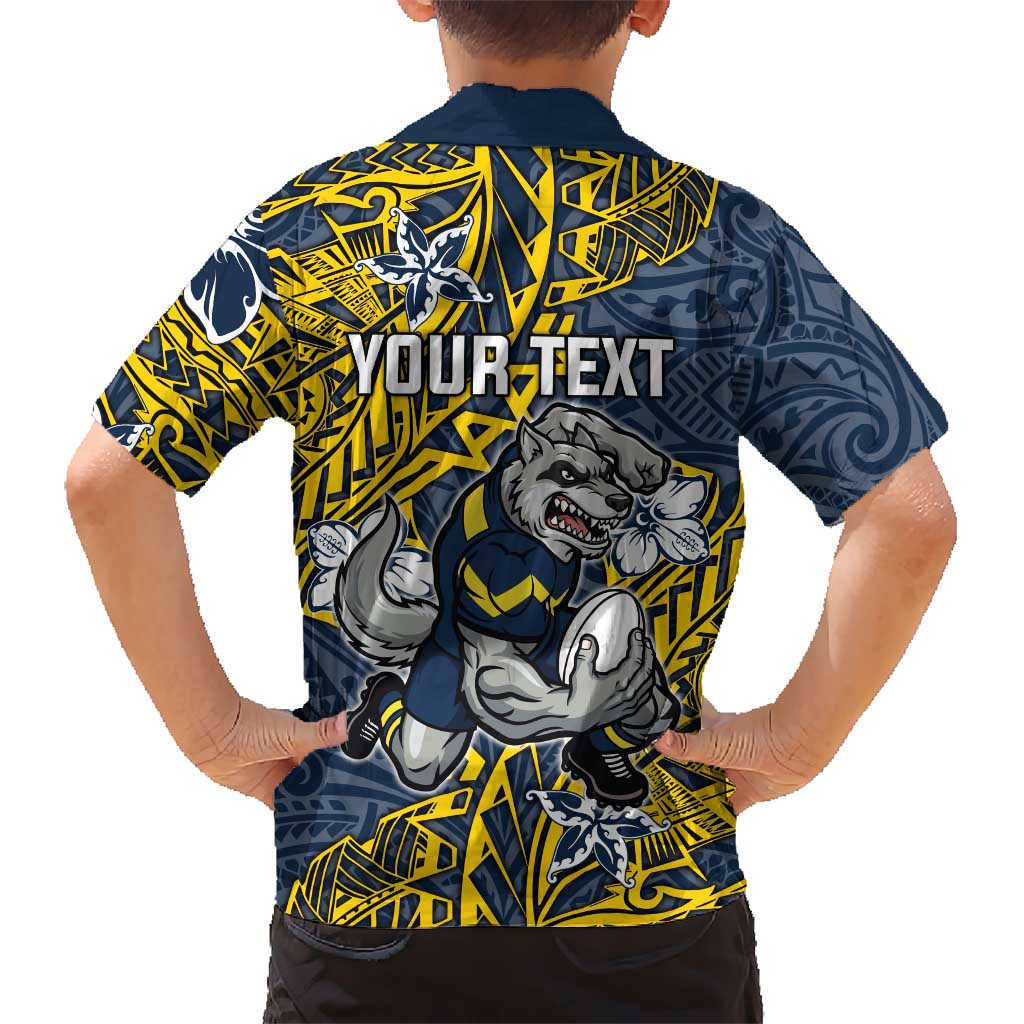 Personalised North Queensland Cowboys Family Matching Summer Maxi Dress and Hawaiian Shirt Polynesian Tribal Pattern With Rugby Bull Mascot Art