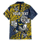 Personalised North Queensland Cowboys Family Matching Summer Maxi Dress and Hawaiian Shirt Polynesian Tribal Pattern With Rugby Bull Mascot Art