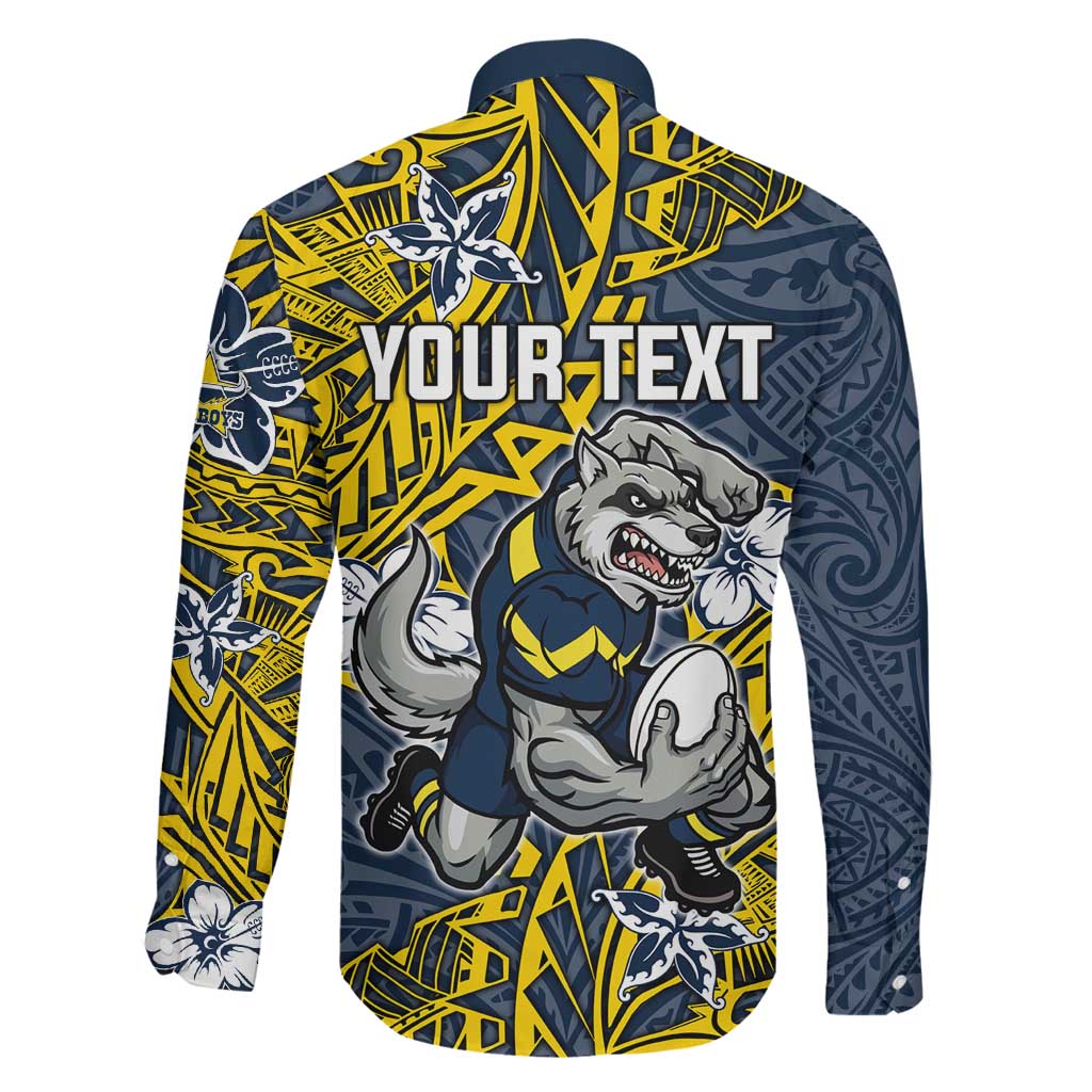 Personalised North Queensland Cowboys Family Matching Summer Maxi Dress and Hawaiian Shirt Polynesian Tribal Pattern With Rugby Bull Mascot Art