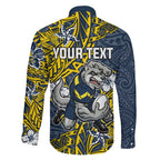 Personalised North Queensland Cowboys Family Matching Summer Maxi Dress and Hawaiian Shirt Polynesian Tribal Pattern With Rugby Bull Mascot Art
