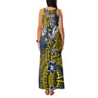 Personalised North Queensland Cowboys Family Matching Tank Maxi Dress and Hawaiian Shirt Polynesian Tribal Pattern With Rugby Bull Mascot Art