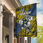 Personalised North Queensland Cowboys Garden Flag Polynesian Tribal Pattern With Rugby Bull Mascot Art