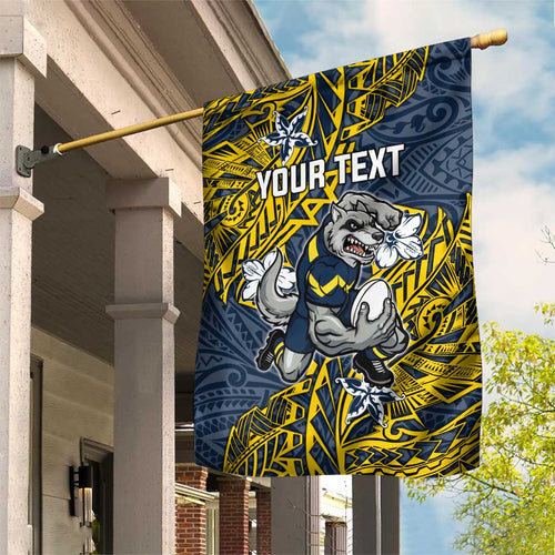 Personalised North Queensland Cowboys Garden Flag Polynesian Tribal Pattern With Rugby Bull Mascot Art