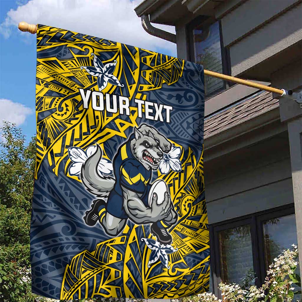 Personalised North Queensland Cowboys Garden Flag Polynesian Tribal Pattern With Rugby Bull Mascot Art