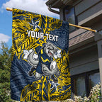 Personalised North Queensland Cowboys Garden Flag Polynesian Tribal Pattern With Rugby Bull Mascot Art