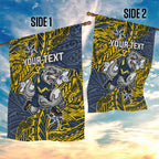 Personalised North Queensland Cowboys Garden Flag Polynesian Tribal Pattern With Rugby Bull Mascot Art