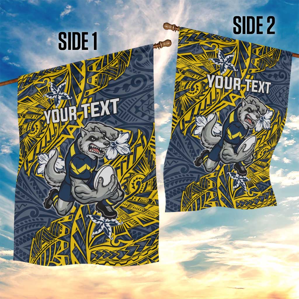 Personalised North Queensland Cowboys Garden Flag Polynesian Tribal Pattern With Rugby Bull Mascot Art