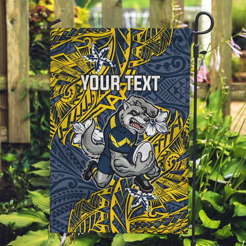 Personalised North Queensland Cowboys Garden Flag Polynesian Tribal Pattern With Rugby Bull Mascot Art