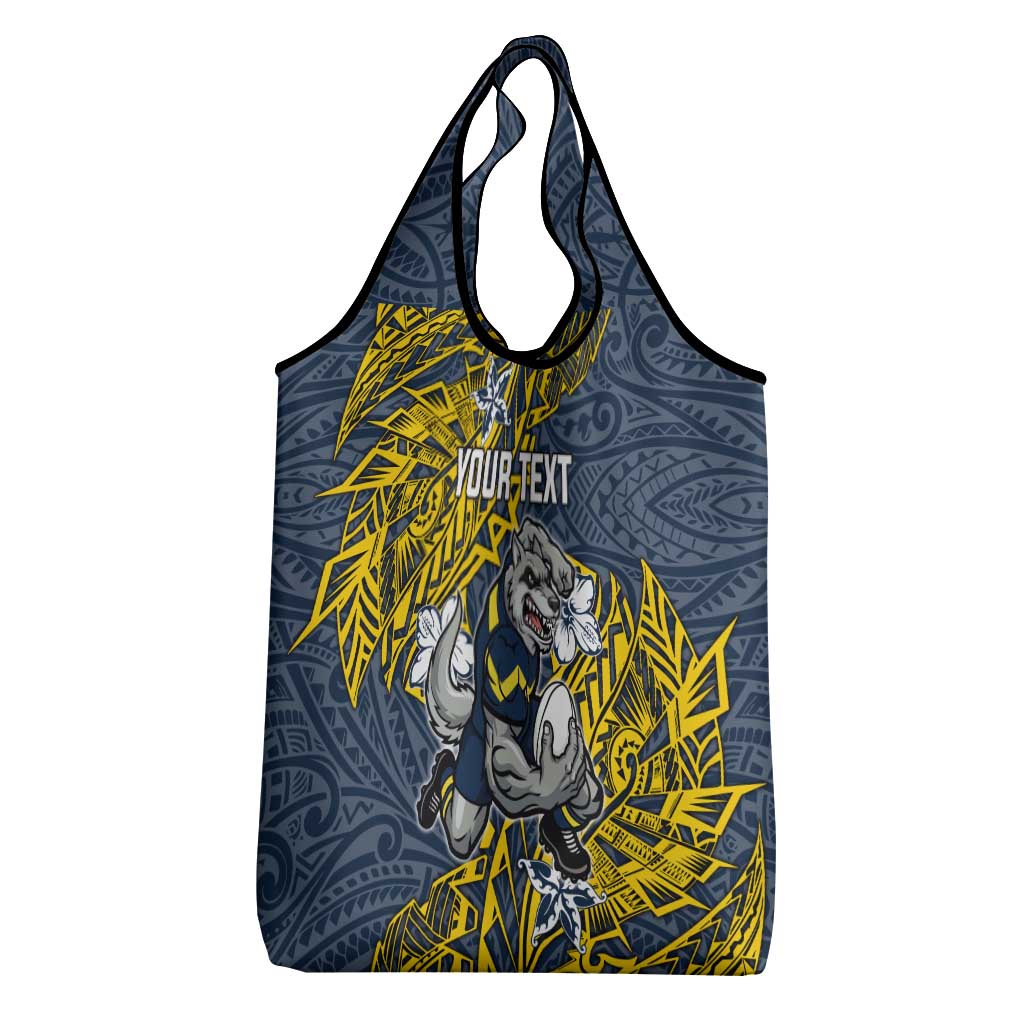 Personalised North Queensland Cowboys Grocery Bag Polynesian Tribal Pattern With Rugby Bull Mascot Art