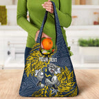 Personalised North Queensland Cowboys Grocery Bag Polynesian Tribal Pattern With Rugby Bull Mascot Art