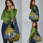 Personalised North Queensland Cowboys Grocery Bag Polynesian Tribal Pattern With Rugby Bull Mascot Art
