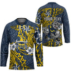 Personalised North Queensland Cowboys Hockey Jersey Polynesian Tribal Pattern With Rugby Bull Mascot Art