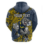 Personalised North Queensland Cowboys Hoodie Polynesian Tribal Pattern With Rugby Bull Mascot Art