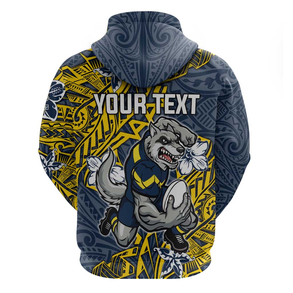 Personalised North Queensland Cowboys Hoodie Polynesian Tribal Pattern With Rugby Bull Mascot Art