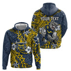 Personalised North Queensland Cowboys Hoodie Polynesian Tribal Pattern With Rugby Bull Mascot Art