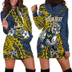 Personalised North Queensland Cowboys Hoodie Dress Polynesian Tribal Pattern With Rugby Bull Mascot Art
