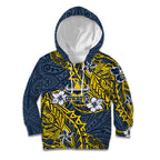 Personalised North Queensland Cowboys Kid Hoodie Polynesian Tribal Pattern With Rugby Bull Mascot Art