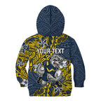 Personalised North Queensland Cowboys Kid Hoodie Polynesian Tribal Pattern With Rugby Bull Mascot Art
