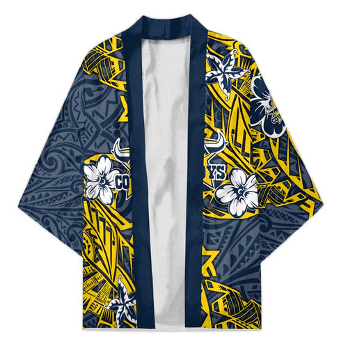 Personalised North Queensland Cowboys Kimono Polynesian Tribal Pattern With Rugby Bull Mascot Art