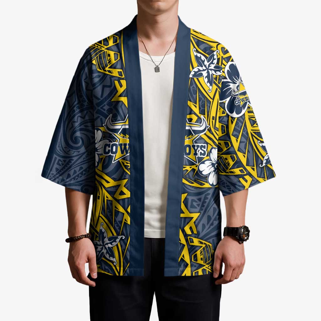 Personalised North Queensland Cowboys Kimono Polynesian Tribal Pattern With Rugby Bull Mascot Art