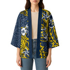 Personalised North Queensland Cowboys Kimono Polynesian Tribal Pattern With Rugby Bull Mascot Art