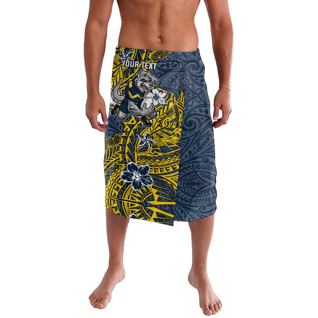 Personalised North Queensland Cowboys Lavalava Polynesian Tribal Pattern With Rugby Bull Mascot Art
