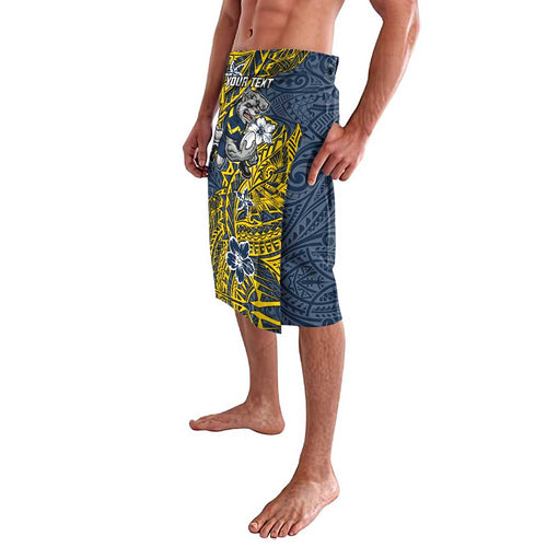 Personalised North Queensland Cowboys Lavalava Polynesian Tribal Pattern With Rugby Bull Mascot Art