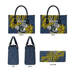 Personalised North Queensland Cowboys Leather Bag Polynesian Tribal Pattern With Rugby Bull Mascot Art