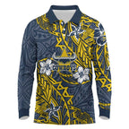 Personalised North Queensland Cowboys Long Sleeve Polo Shirt Polynesian Tribal Pattern With Rugby Bull Mascot Art