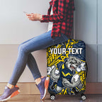 Personalised North Queensland Cowboys Luggage Cover Polynesian Tribal Pattern With Rugby Bull Mascot Art