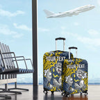 Personalised North Queensland Cowboys Luggage Cover Polynesian Tribal Pattern With Rugby Bull Mascot Art