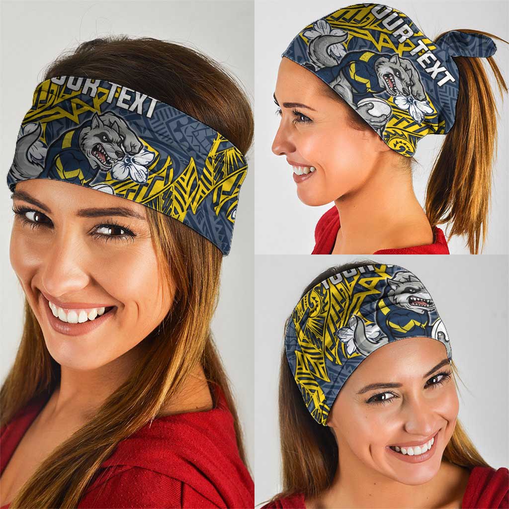 Personalised North Queensland Cowboys Neck Gaiter Polynesian Tribal Pattern With Rugby Bull Mascot Art