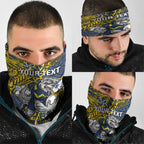 Personalised North Queensland Cowboys Neck Gaiter Polynesian Tribal Pattern With Rugby Bull Mascot Art