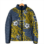 Personalised North Queensland Cowboys Padded Jacket Polynesian Tribal Pattern With Rugby Bull Mascot Art